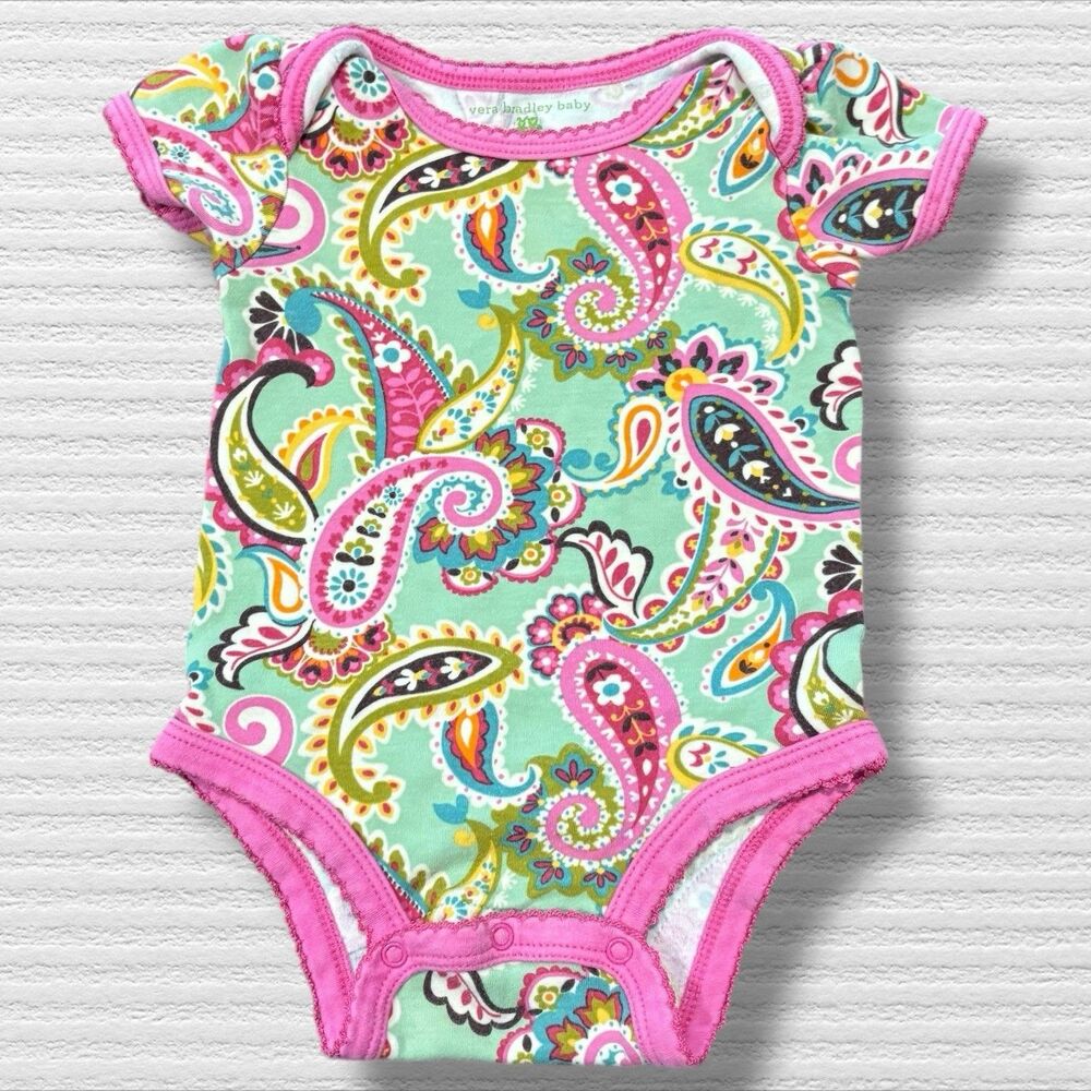 Vera Bradley Bodysuit 3-6M Lilli Bell Paisley Ruffle Back Short Sleeve Retro